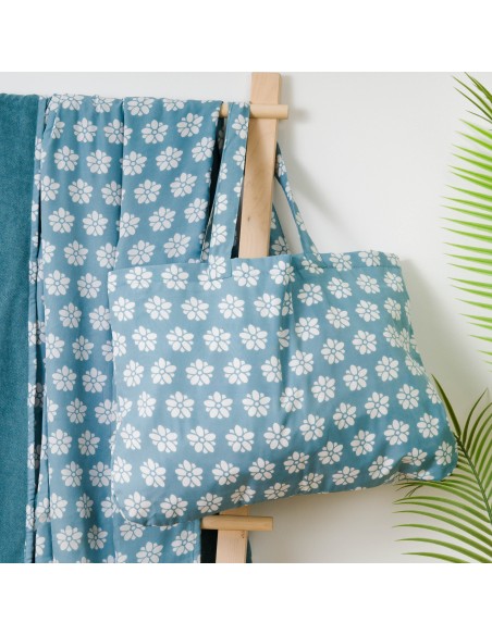 Pack Toalla Pareo + Bolso Albena agua marina