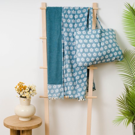 Pack Toalla Pareo + Bolso Albena agua marina