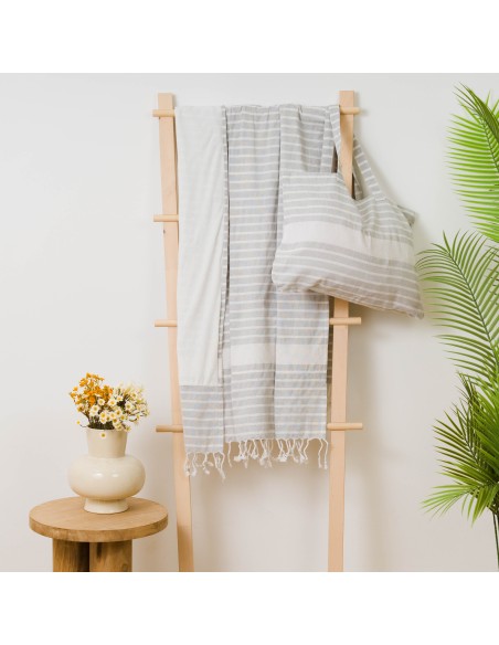 Pack Toalla Pareo + Bolso Raya algodón