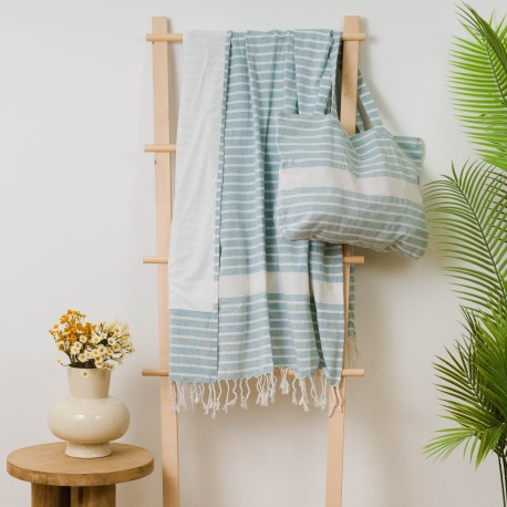 Pack Toalla Pareo + Bolso Raya algodón