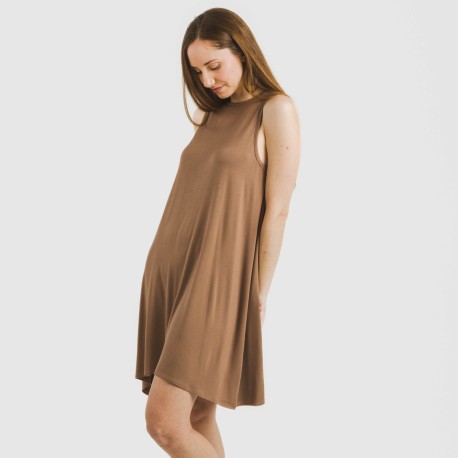 Vestido corto tirantes viscosa liso