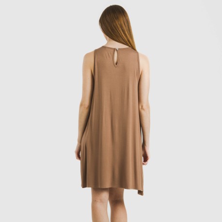 Vestido corto tirantes viscosa liso