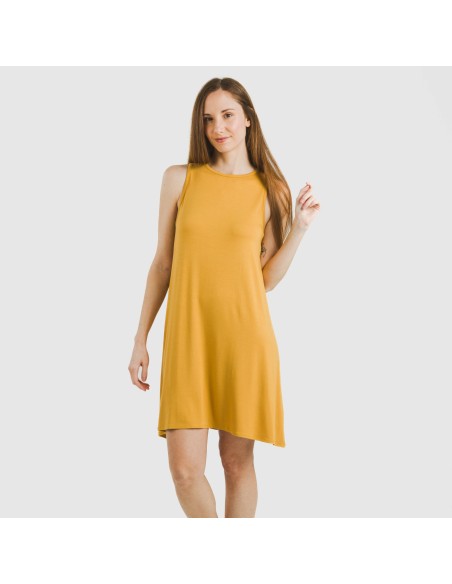 Vestido corto tirantes viscosa liso