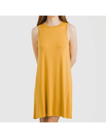 Vestido corto tirantes viscosa liso