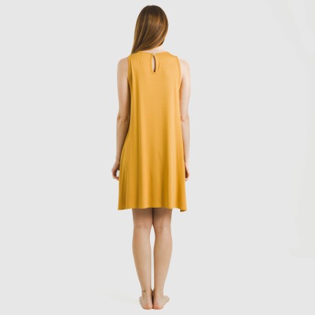 Vestido corto tirantes viscosa liso