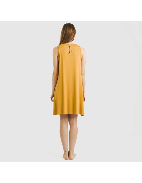 Vestido corto tirantes viscosa liso