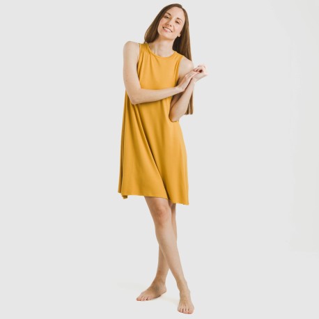 Vestido corto tirantes viscosa liso