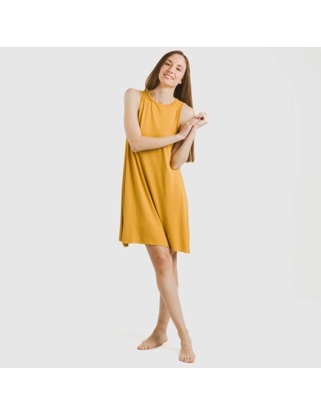 Vestido corto tirantes viscosa liso