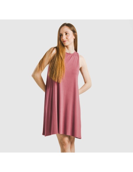 Vestido corto tirantes viscosa liso