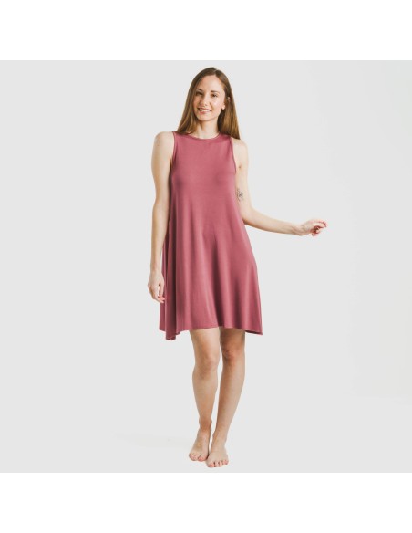 Vestido corto tirantes viscosa liso