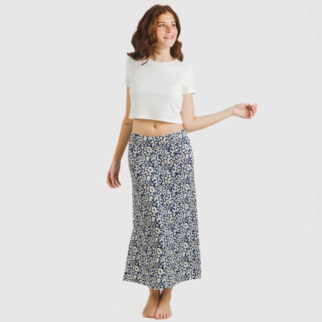 Falda midi soft Milina azul marino
