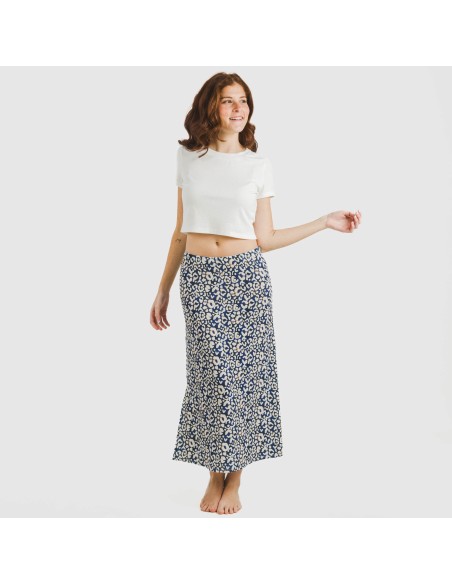 Falda midi soft Milina azul marino Falda midi soft Milina azul marino