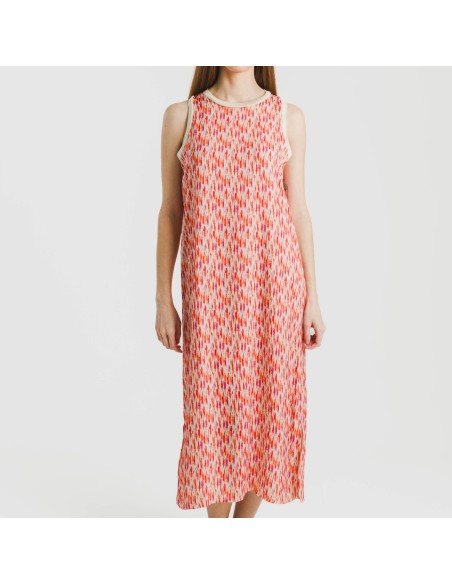 Vestido largo tirantes satén Aries naranja - rosa Vestido largo tirantes satén Aries naranja - rosa