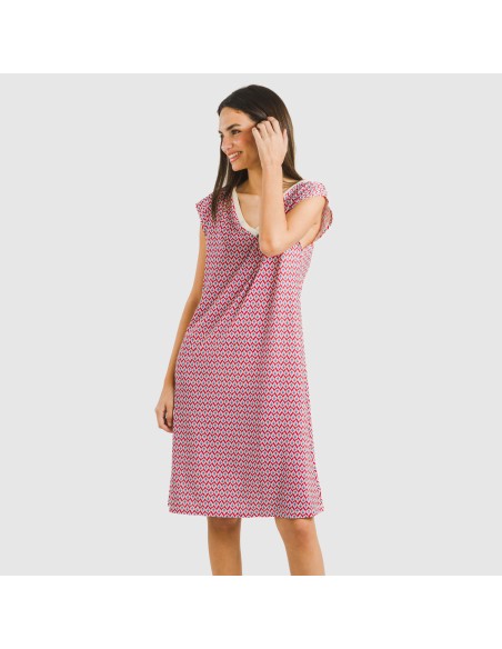 Vestido corto manga fluida soft Arizona burdeos Vestido corto manga fluida soft Arizona burdeos