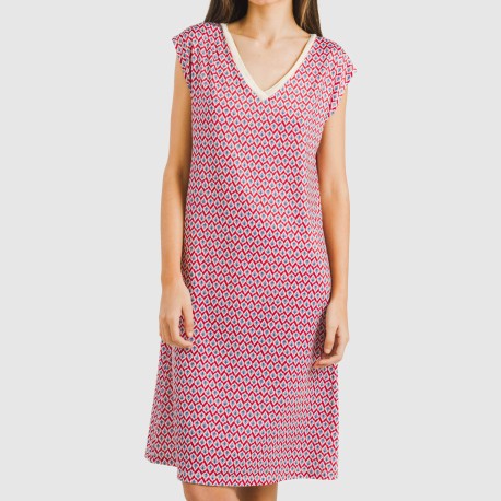 Vestido corto manga fluida soft Arizona burdeos