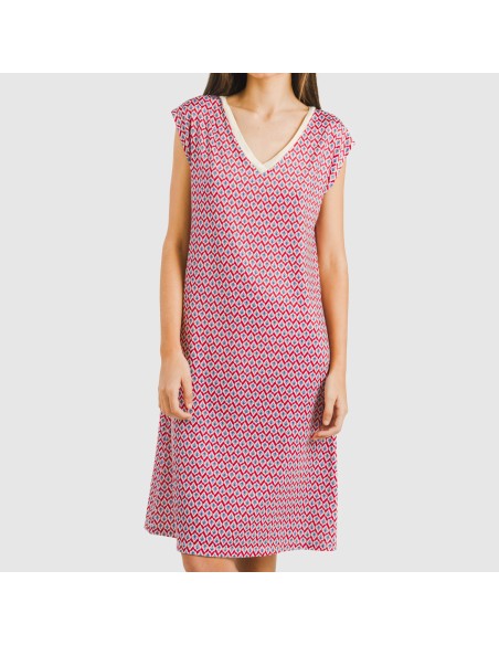 Vestido corto manga fluida soft Arizona burdeos Vestido corto manga fluida soft Arizona burdeos