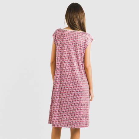 Vestido corto manga fluida soft Arizona burdeos