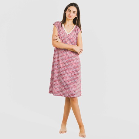 Vestido corto manga fluida soft Arizona burdeos