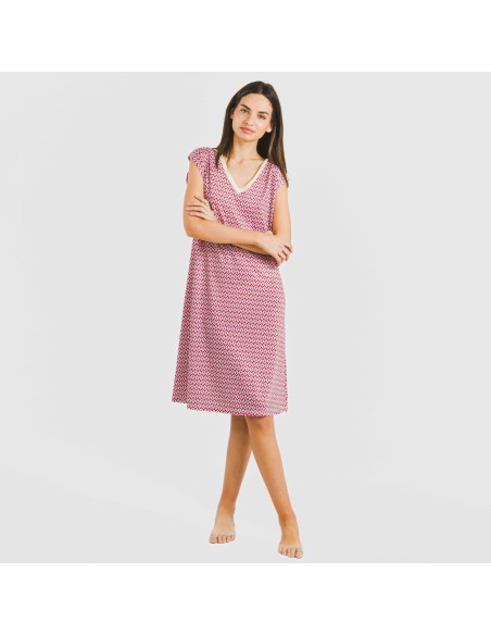 Vestido corto manga fluida soft Arizona burdeos Vestido corto manga fluida soft Arizona burdeos