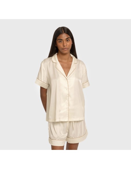 Pijama corto de manga corta satén Friday liso