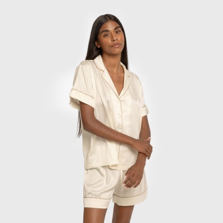 Pijama corto de manga corta satén Friday liso