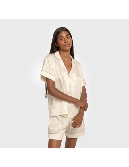 Pijama corto de manga corta satén Friday liso