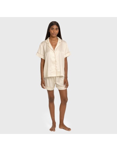 Pijama corto de manga corta satén Friday liso