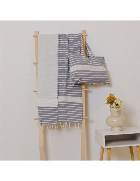 Pack Toalla Pareo + Bolso Raya algodón Pack Toalla Pareo + Bolso Raya algodón