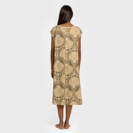 Vestido corto manga fluida soft Katerina verde