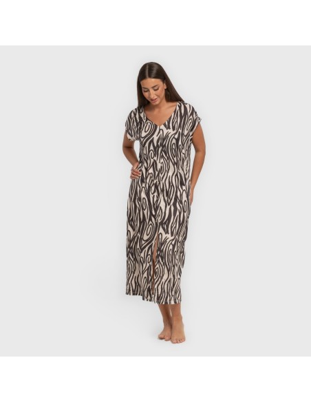 Vestido largo manga fluida soft Aleia negro Vestido largo manga fluida soft Aleia negro