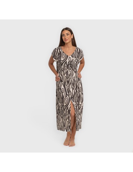 Vestido largo manga fluida soft Aleia negro Vestido largo manga fluida soft Aleia negro