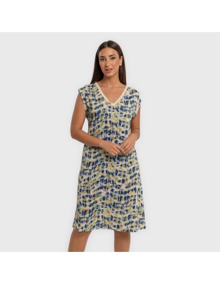 Vestido corto manga fluida soft Misuri azul