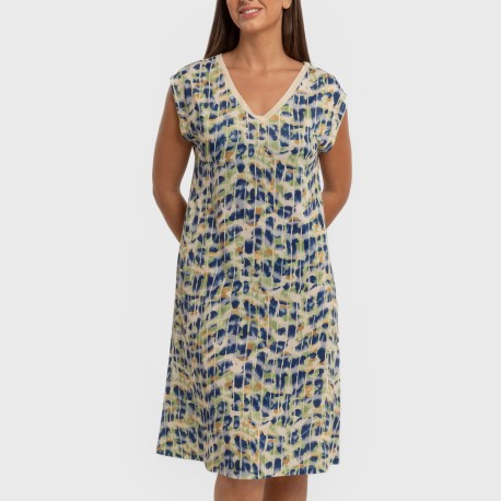 Vestido corto manga fluida soft Misuri azul