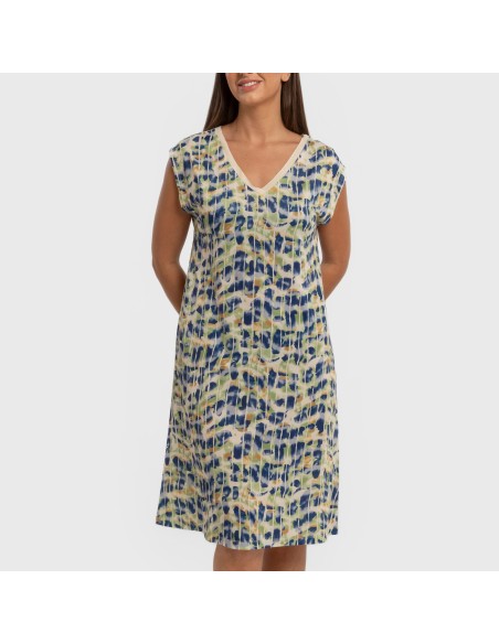 Vestido corto manga fluida soft Misuri azul