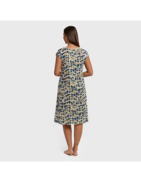 Vestido corto manga fluida soft Misuri azul