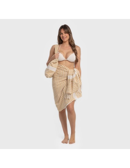 Pack Toalla Pareo + Bolso Raya algodón