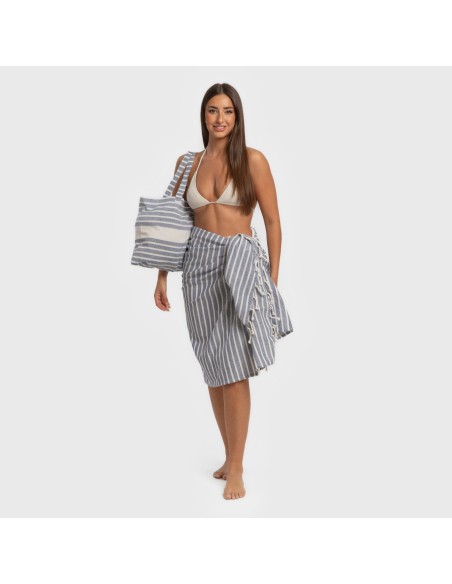 Pack Toalla Pareo + Bolso Raya algodón Pack Toalla Pareo + Bolso Raya algodón