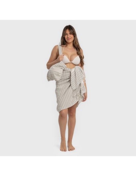 Pack Toalla Pareo + Bolso Raya algodón