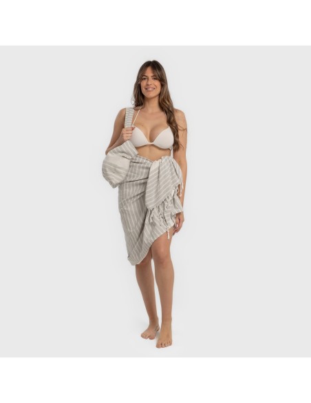 Pack Toalla Pareo + Bolso Raya algodón