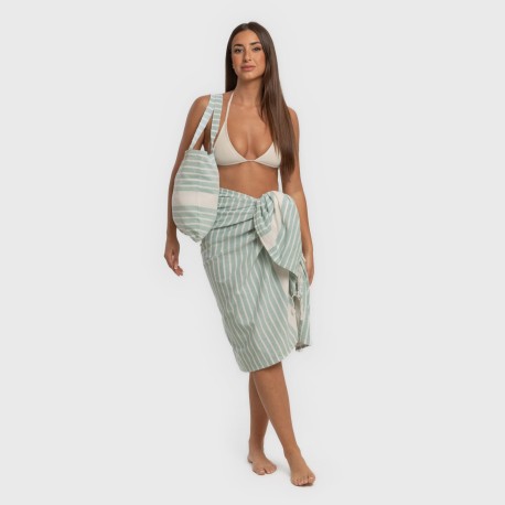 Pack Toalla Pareo + Bolso Raya algodón