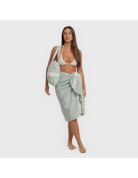 Pack Toalla Pareo + Bolso Raya algodón Pack Toalla Pareo + Bolso Raya algodón