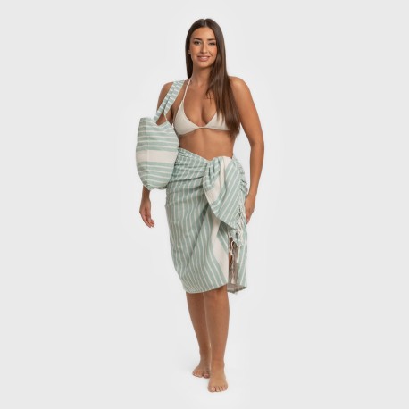 Pack Toalla Pareo + Bolso Raya algodón