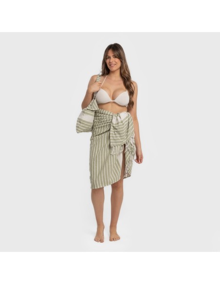 Pack Toalla Pareo + Bolso Raya algodón Pack Toalla Pareo + Bolso Raya algodón