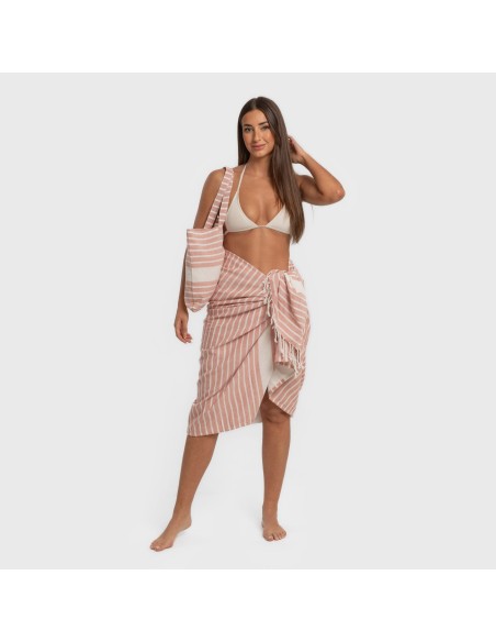 Pack Toalla Pareo + Bolso Raya algodón Pack Toalla Pareo + Bolso Raya algodón