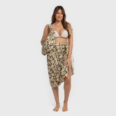 Pack Toalla Pareo + Bolso Charamo verde caceria