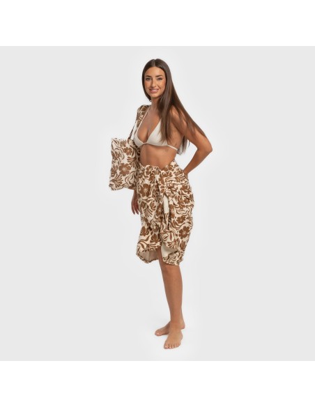 Pack Toalla Pareo + Bolso Alexis marrón