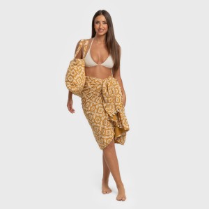 Pack Toalla Pareo + Bolso Eugenia ocre 2