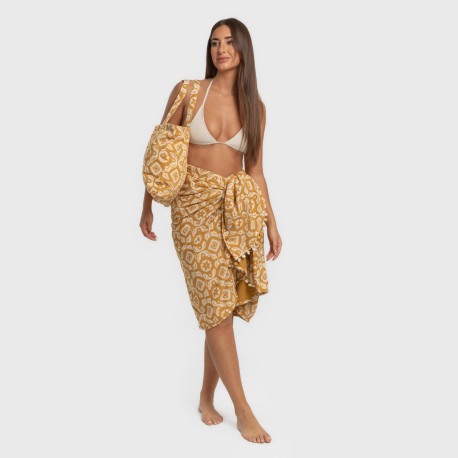 Pack Toalla Pareo + Bolso Eugenia ocre
