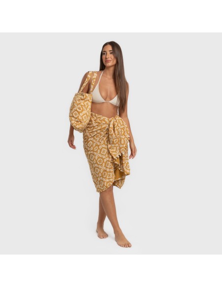 Pack Toalla Pareo + Bolso Eugenia ocre