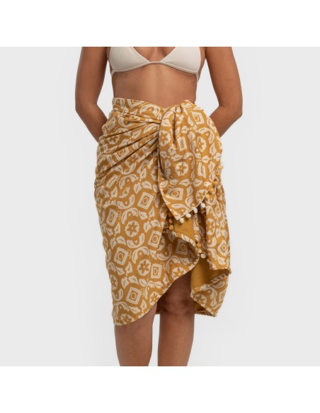 Pack Toalla Pareo + Bolso Eugenia ocre